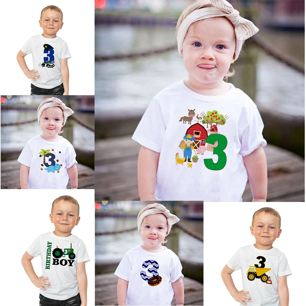 Одежда для мальчиков на день рождения 3 я мультяшная футболка футболки вечеринки