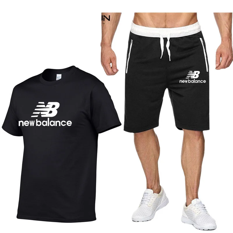 

2021 Men's brand printed sportswear set pure cotton quick drying Gym Fitness Running suit fashion short sleeve T-shirt