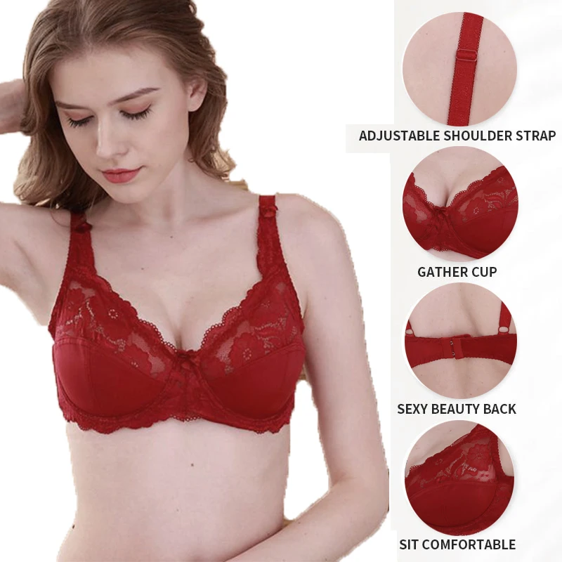 

2022 New Lace Bras Women Underwear Bralette Crop Top Sexy Female Bra Large BH Female Push Up Brassiere Plus Size Lingerie