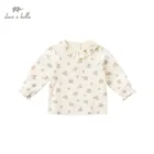 DBJ16826-2 нижнее белье в стиле бренда dave bellaвесна, сказочное детское платье для девочек с милым цветочным принтом, футболки для детей, топы для девочек, детская мода, футболки