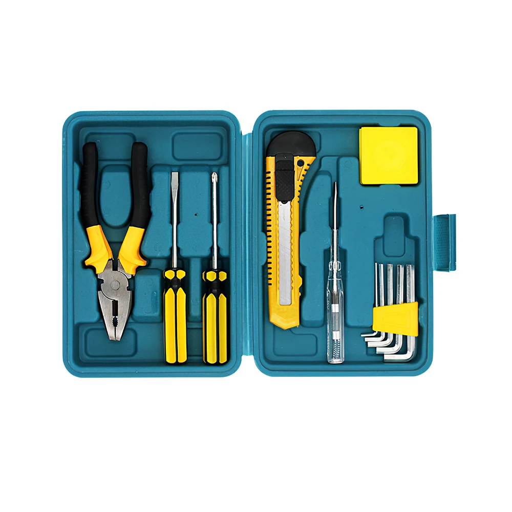 

Набор ручных инструментов для бытового ремонта, 12 шт., пластиковый ящик для инструментов, чехол для хранения, молоток, отвертка, гаечный ключ...
