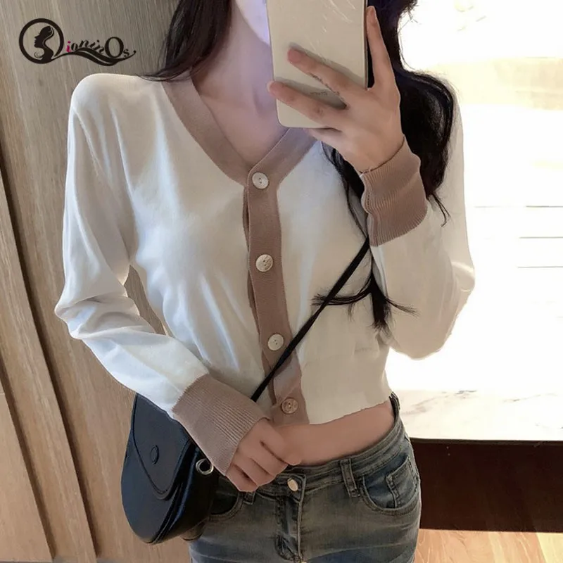 

Women Sweater Cardigans Korean Style Button Knitted Short Cardigan Long Sleeve Casual Warm Loose Sweaters