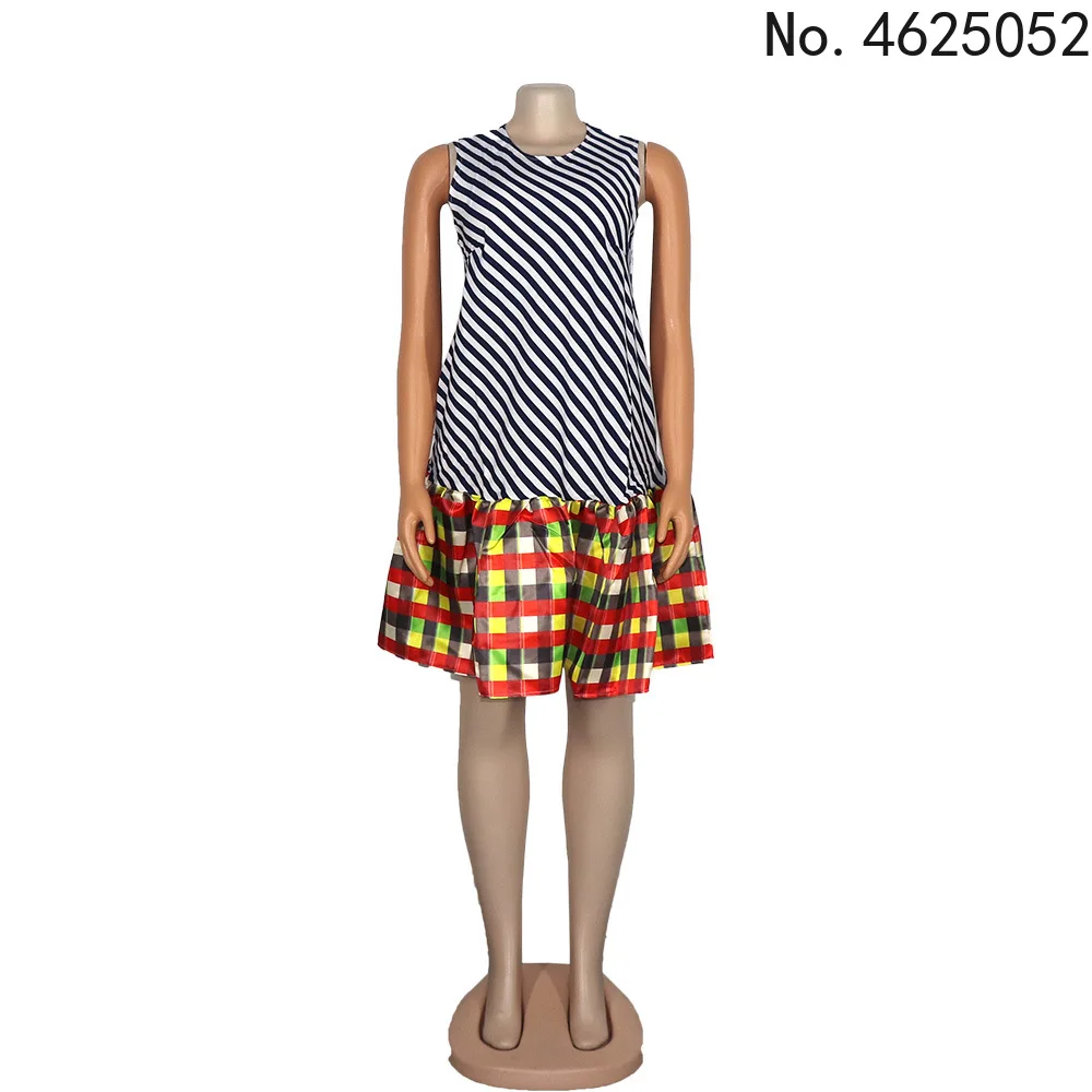New Africa Clothes Dashiki Grid Print Ankara Dress 2021 Bazin Traditional Robe Sleeveless African Dresses For Women | Тематическая
