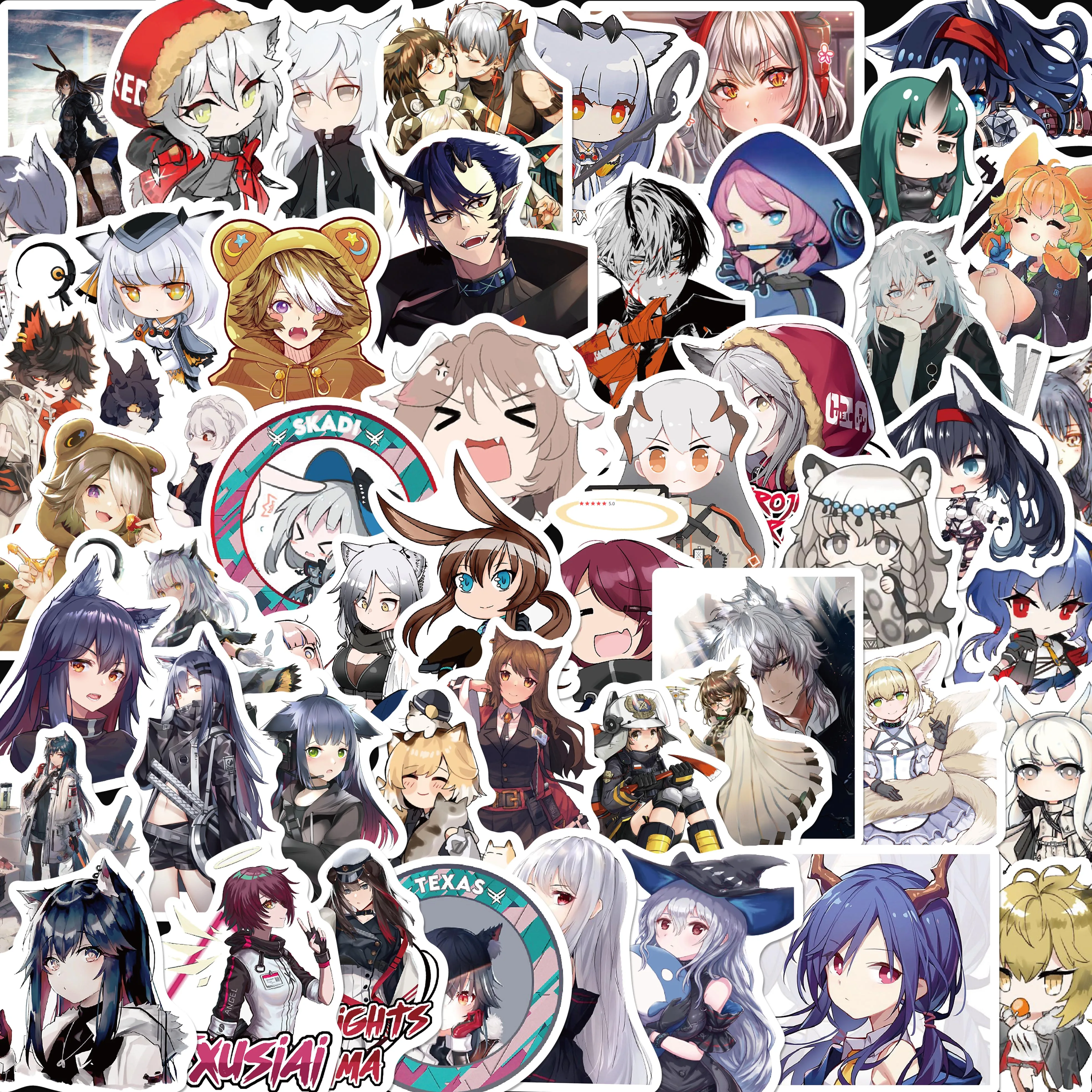 10/50 шт в наборе короткая футболка с героями из японского аниме Arknights Стикеры s