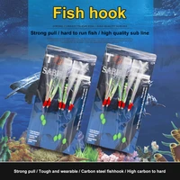 5pcslot bass cod fishing lure rigs soft bait jigs worn fake string crystal fishing lures with barbed hook tackle boat fishhooks