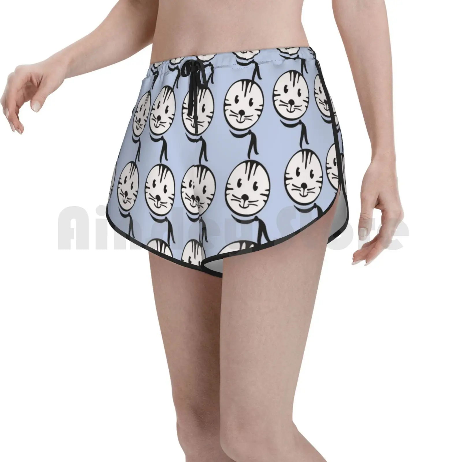 

Cats Lovers Funny Gift Swim Shorts Quick Dry Women Beach Short Cat Kitty Pet Funny Animal Black Cat Cat Lover Ink