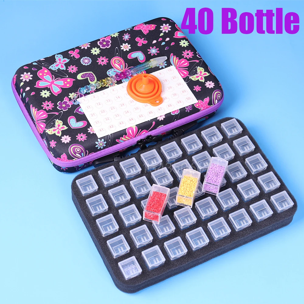 

2021 NEW 40 Bottles Storage Box 5D Diamond Painting Accessories Tools Container Bag Carry Case Embroidery Mosaic органайзер