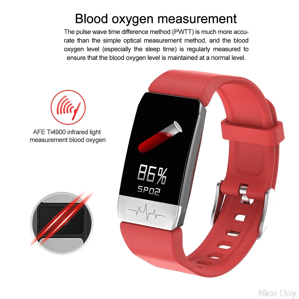 Фитнес трекер с контролем температуры тела смарт браслет ЭКГ пульсометром