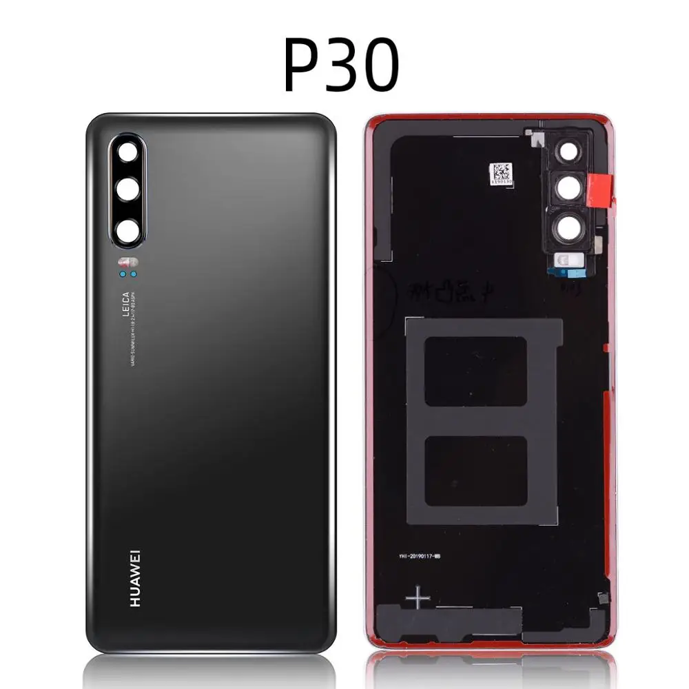 Задний корпус для huawei P30 Pro задняя крышка стеклянная батарея с объективом камеры Замена для huawei P30 Задняя крышка батареи - Цвет: P30 Black