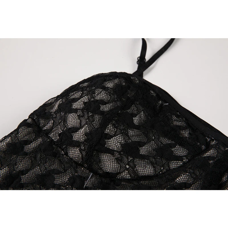 Женское короткое платье с подтяжками черное кружевное платье-трапеция в