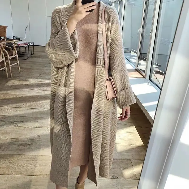 Women Fashion Knitted Cardigan Casual Ladies Elegant Lazy Style Long Sweater Female Comfort High Quality Coat Winter Spring New |