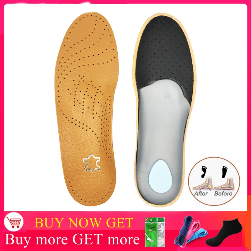 

Leather Orthotic Insole For Shoes Flat Feet Arch Support Orthopedic Shoes Sole Insoles For Men And Women's shoes Pads