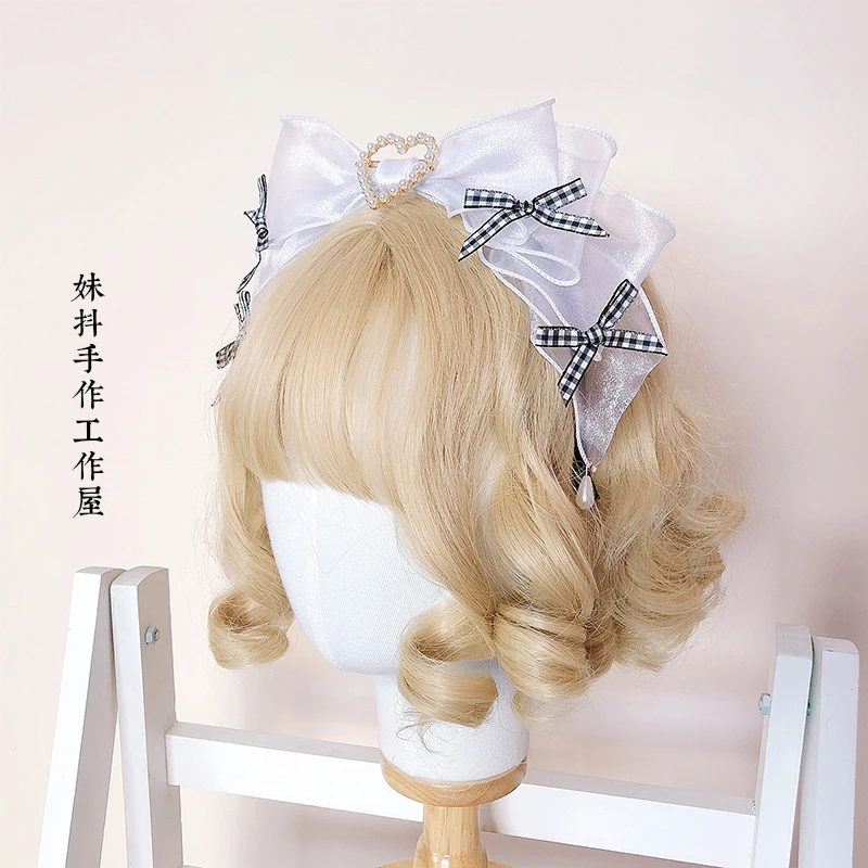 

Маленькая черно-белая клетчатая лента для волос ручной работы Alice Sisters, кроличьи ушки, KC, обувные клипсы
