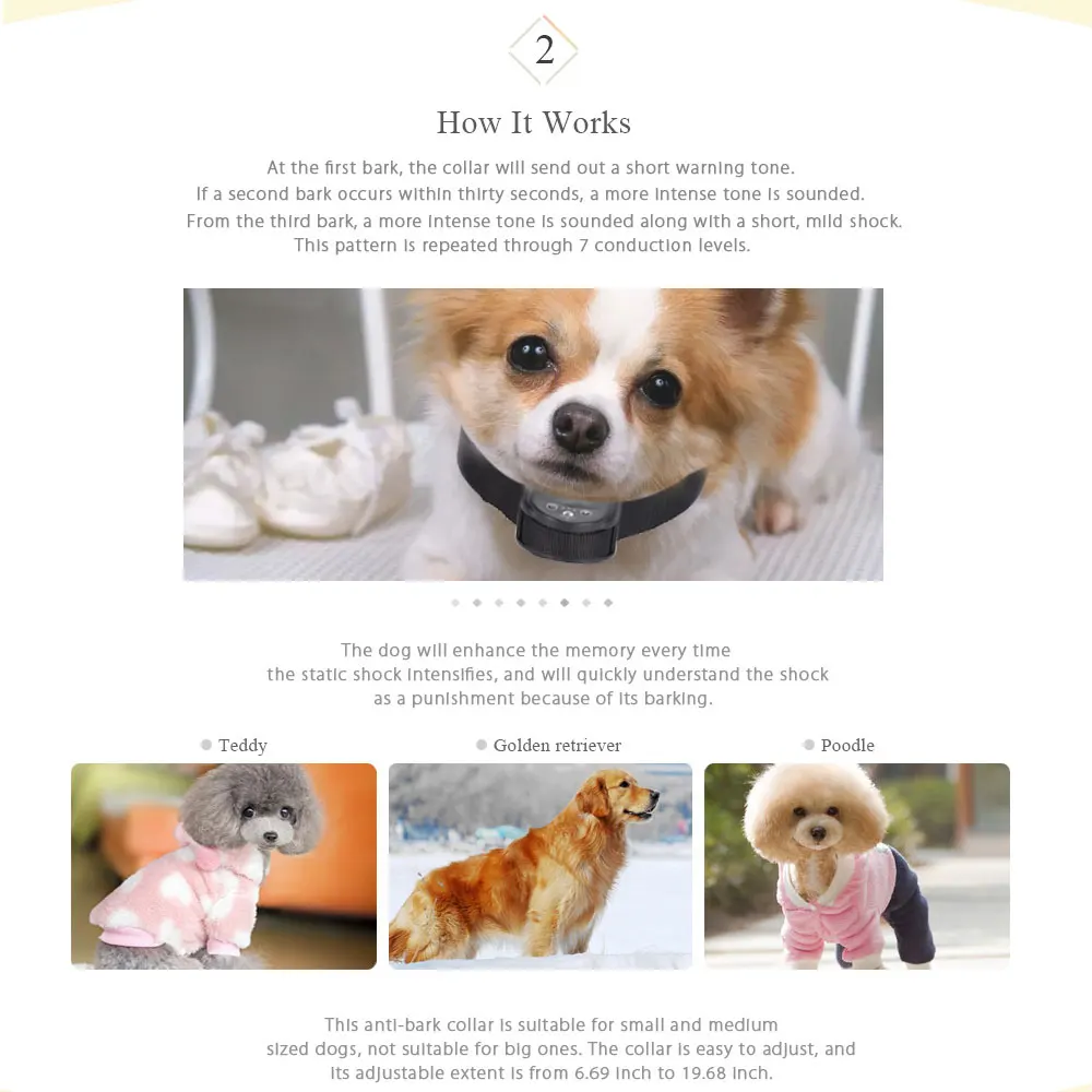 1 комплект ошейника без лай перезаряжаемый ошейник с автоматическим управлением