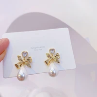 ydl charm luxury autumn and winter lady earrings temperament butterfly ear stud baroque pearl for women romantic jewelry