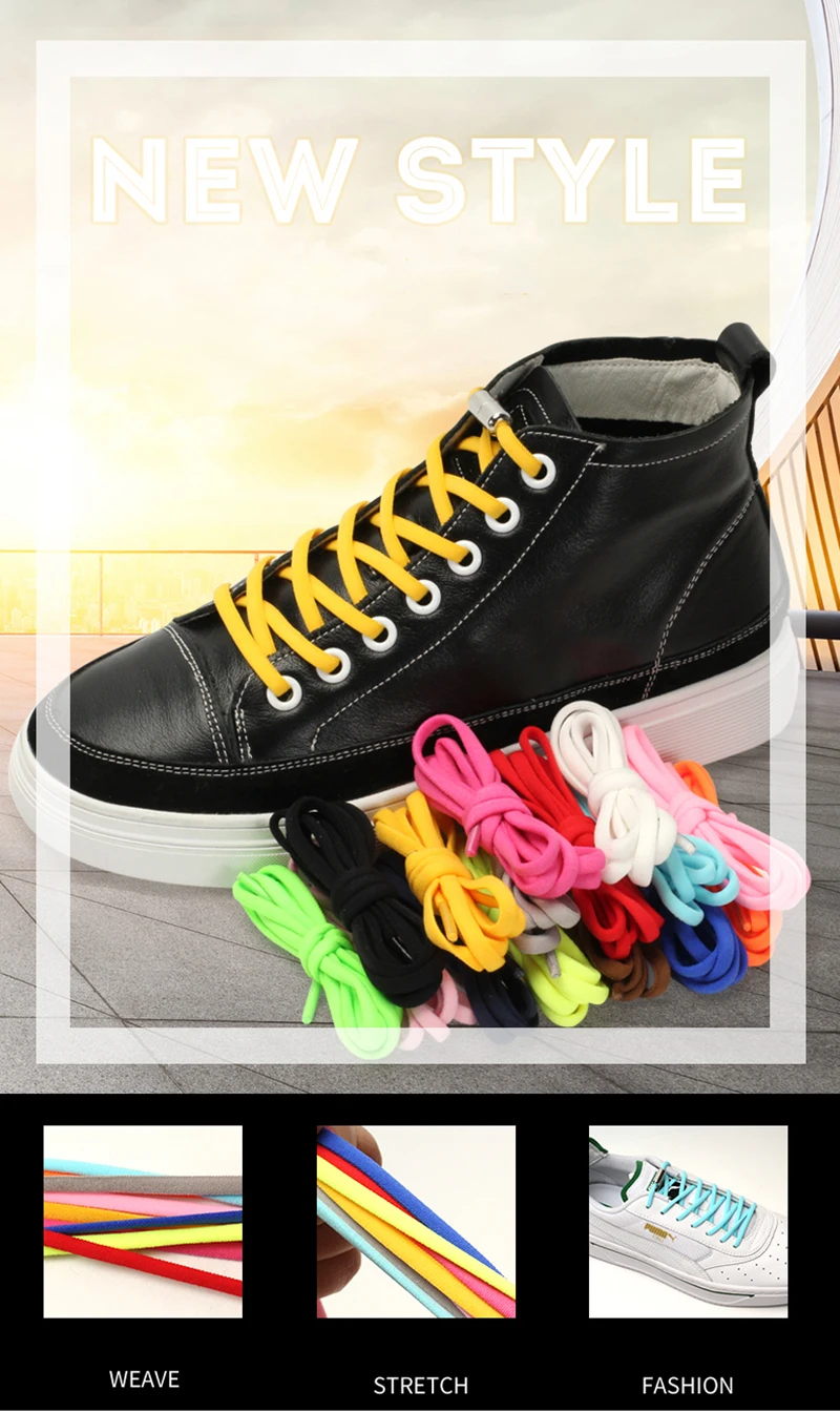 1 Pair Elastic Shoe laces Round No Tie Shoelaces Kids and Adult Sneakers Shoelace Running Leisure Quick Lazy Laces 19 Colors