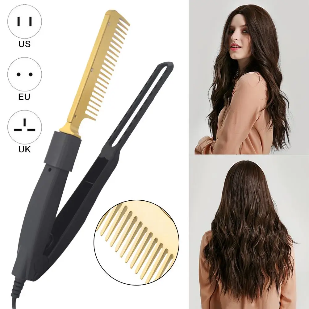 

Multifunction Hair Straightener Flat Irons Wet Dry Use Brush Comb Hot Heating Hair Straight Styler Curling Iron Hair Curler Comb