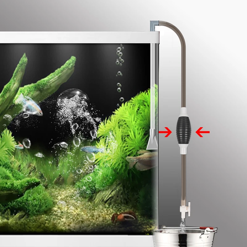Аквариумный щебень пылесос ручной сифонный насос с фильтром сопло для аквариума