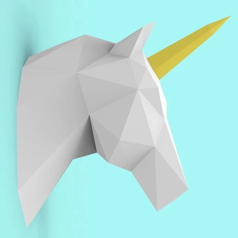 

Unicorn Head 3D Paper Model Low Poly DIY Handmade Unicorn Paper Sculpture Modern Art Wall Decoration papercrafts Home Decor Toy
