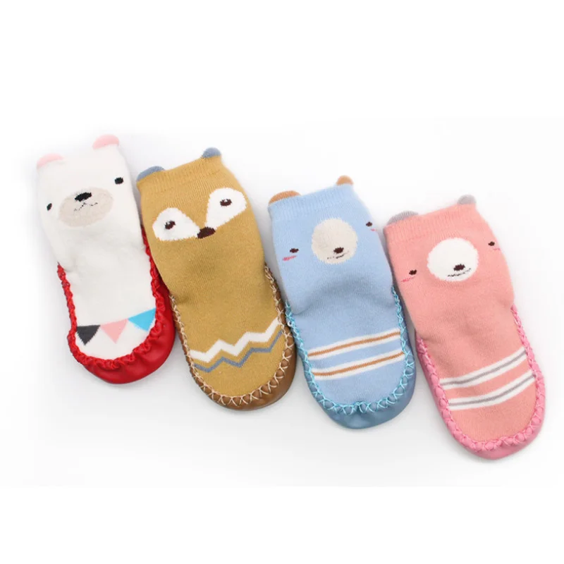 Детские носки зимние домашние для малышей обувь новорожденных искусственная