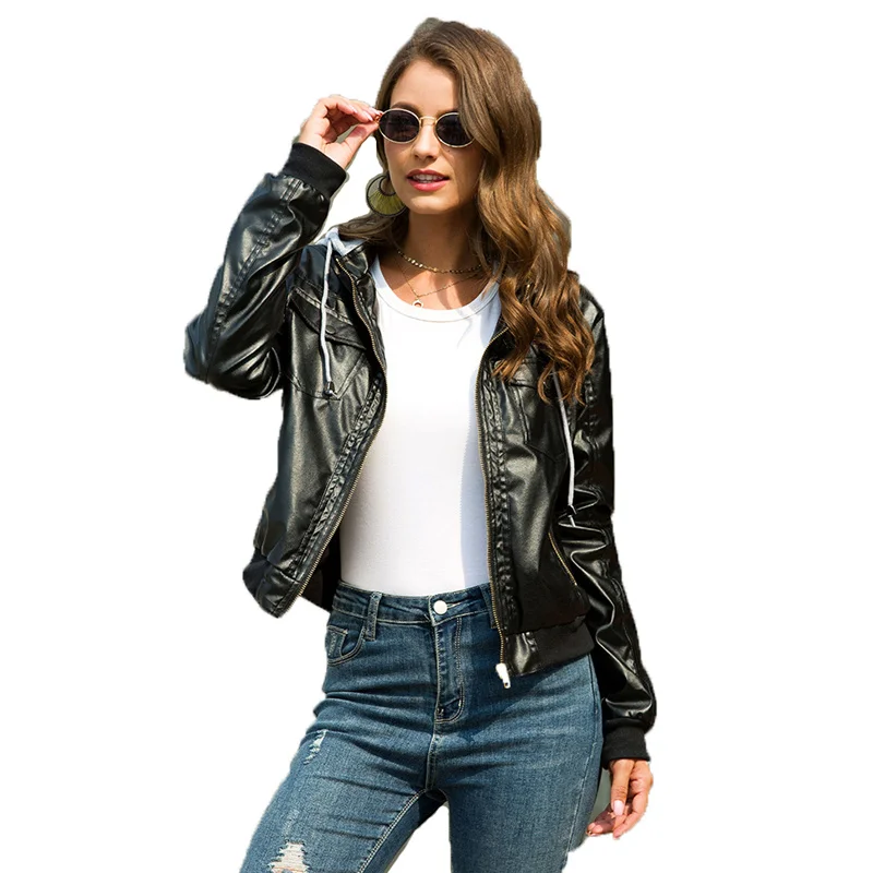 

Кожаная куртка 2021, женская обувь сезон весна-осень; Новинка; В европейском и американском стиле; Цвет: черный, синий размера плюс, модные коро...