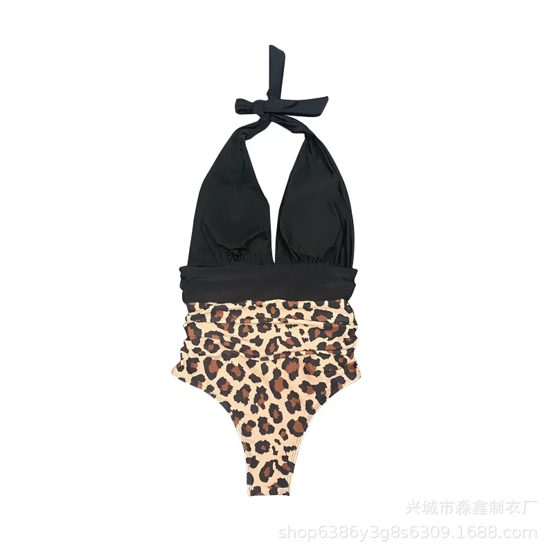 

2021 New Women's Sexy Swimsuit European And American Fashion One-Piece Backless Sexy Color Matching Pleated Bikini Female Bikini