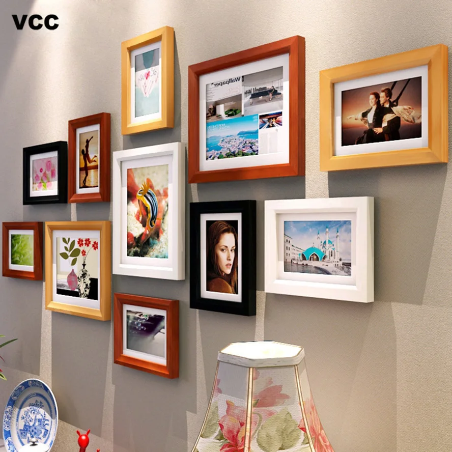 

11 Pcs Nature Solid Simple Wooden Picture Frame For Wall Hanging Wedding Couple Recommendation Black White Pictures Frames Gift