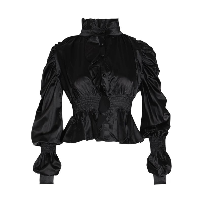 Женская блузка с высоким воротником TWOTWINSTYLE Весенняя и осенняя пышными длинными