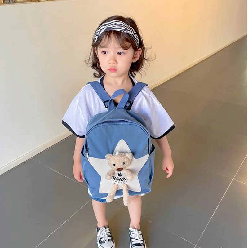 

New Kids Backpack Lovely Star Bear Girls Boys Backpack Children Backpack In Kindergarten 2021 Autumn 3-5 Baby School Bag