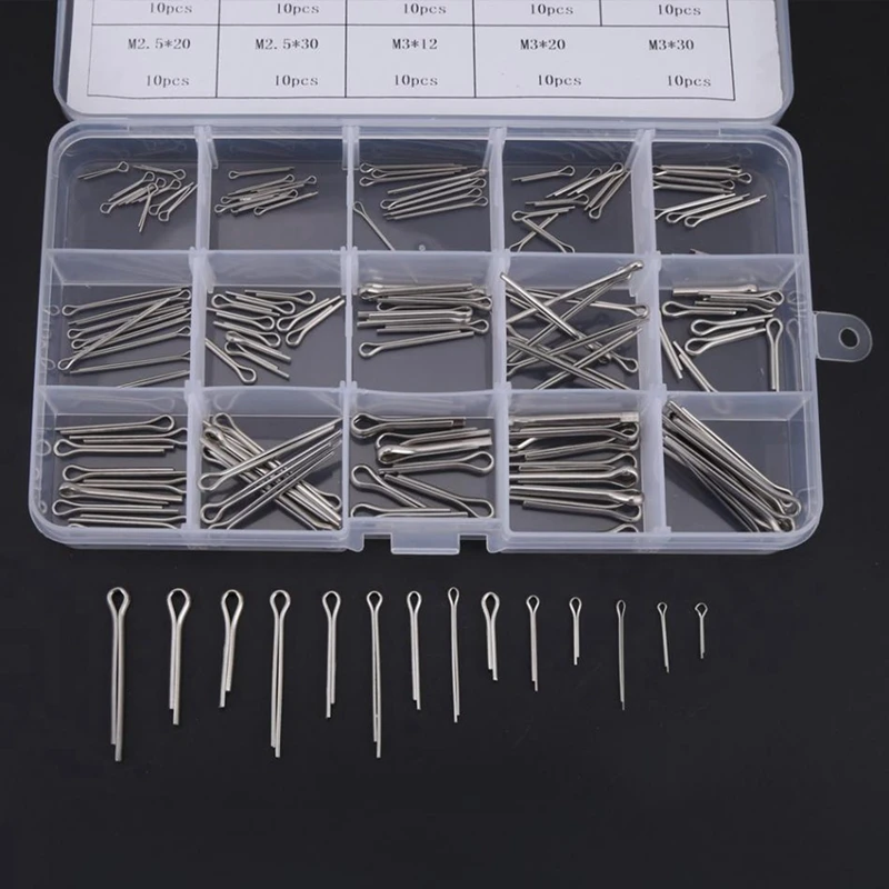 

150Pcs Split Cotter Pins Kit Set 15 Types M1-M3 with 280Pcs Stainless Steel Slotted Spring Pin Assortment Kit
