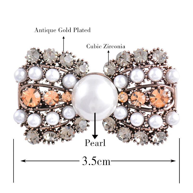 

SINLEERY Retro Cute Bowknot Cubic Zircon Pearl Brooch Antique Gold Color Women Vintage Jewelry 2021 XZ197 SSP