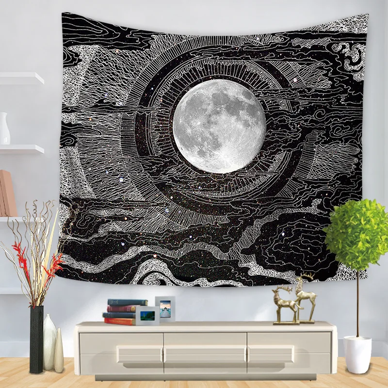 Настенный гобелен с принтом Луны и сменными узорами украшение для дома пляжный