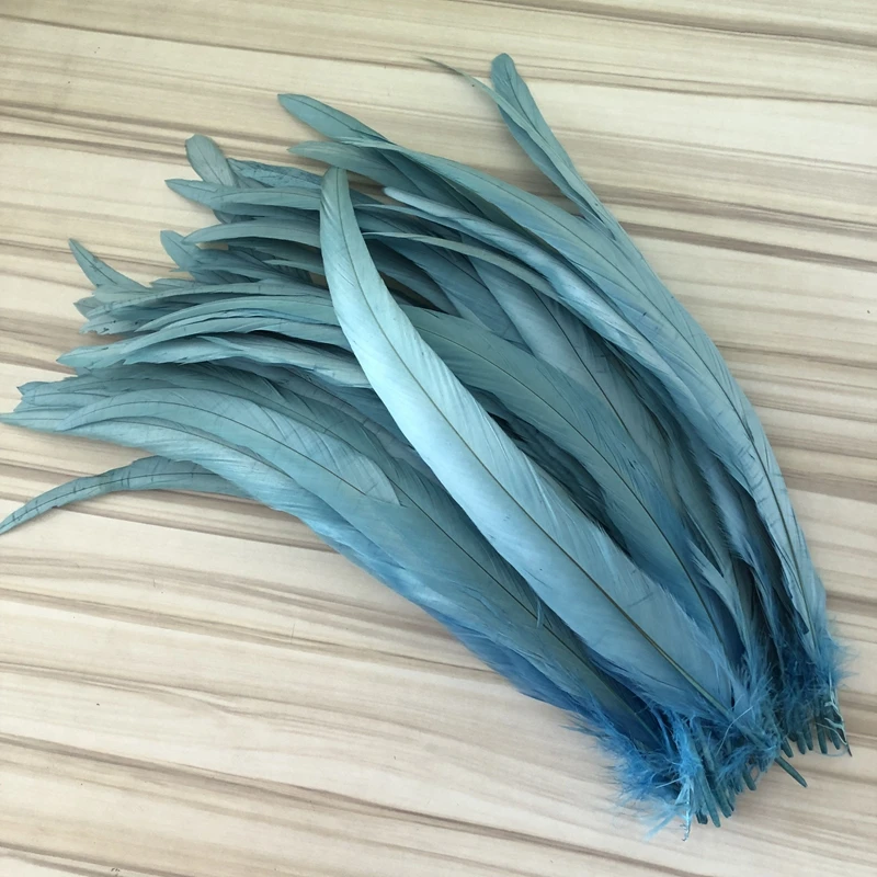 50 шт. небесно голубые натуральные перья петушиного хвоста 25 30 см цветные дешевые