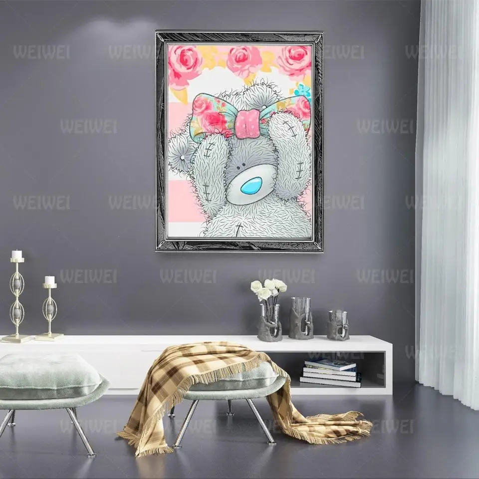 Набор для алмазной живописи взрослых мультяшный медведь милый розовый синий