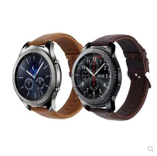 Ремешок кожаный для Samsung galaxy active 2 42 46 браслет gear S2 S3 Live zenwatch Ticwatch S E 1 pro 20 мм 22