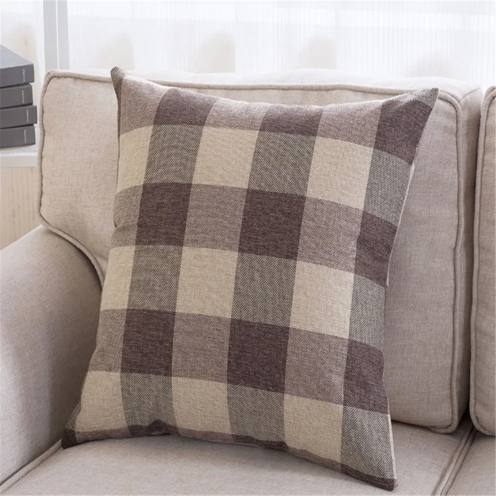 Модный чехол в клетку для дивана кровати домашний декор 45x45 подушки украшение