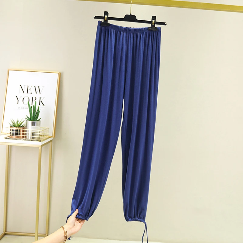 Женские свободные брюки до щиколотки хлопковые однотонные шаровары ярких цветов