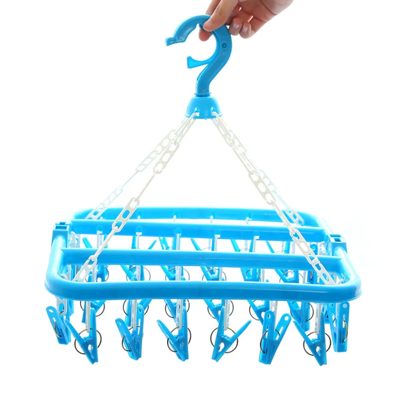 Пластиковая портативная вешалка для одежды с зажимами складная подставка