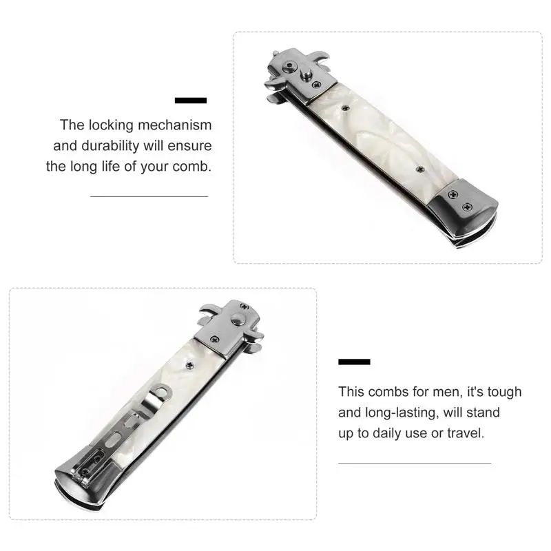 

Stainless Steel Handle Comb Foldable Hair Comb Portable Comb Men Oil Hair Comb