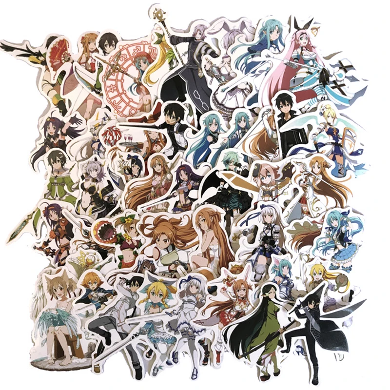 

Наклейки в стиле аниме «меч», 50 шт., Подарочные игрушки для детей, Мультяшные Стикеры для самостоятельного творчества, Канцтовары, телефон, н...