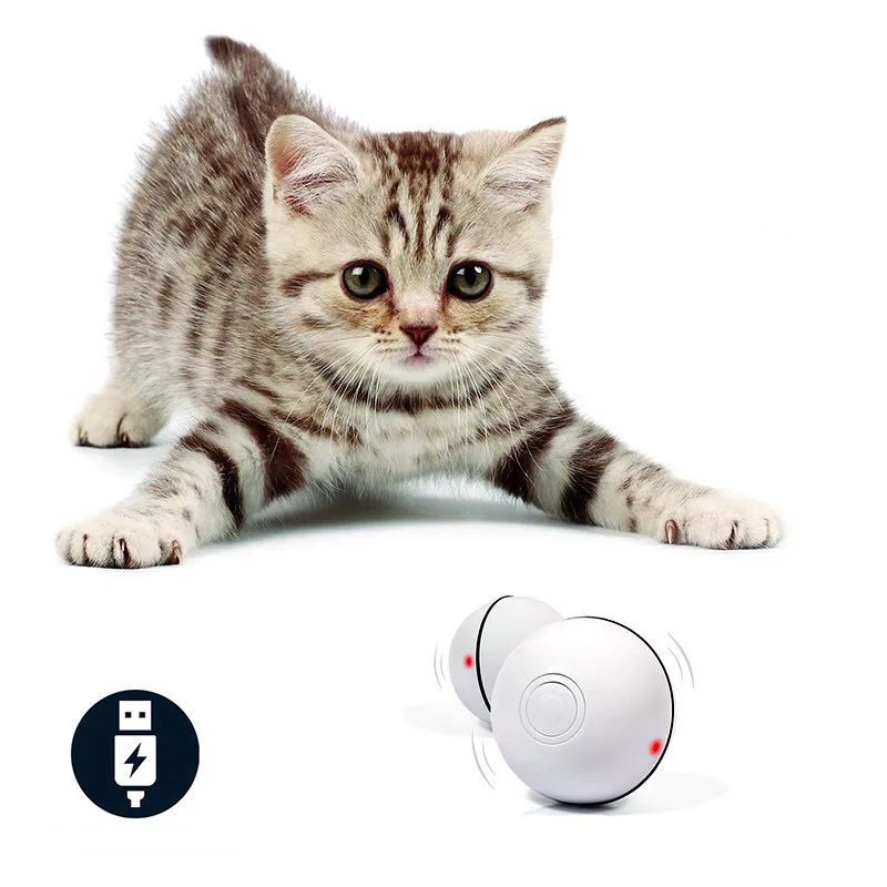 

Smart Interactive Cat Toy Newest Version 360 Degree Self Rotating Ball USB Rechargeable Pet Toy Build-in Spinning Led Light