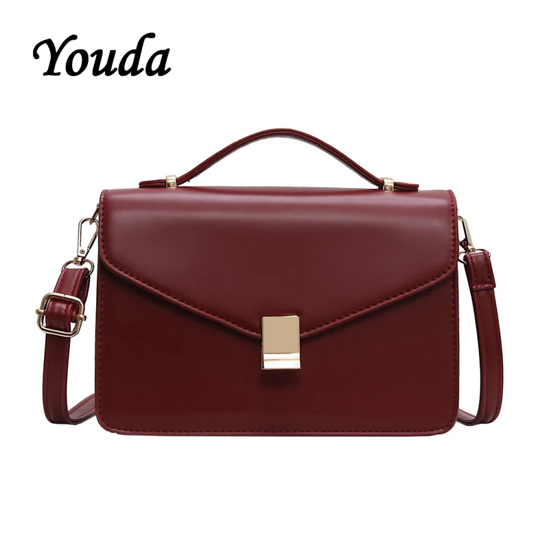 Youda Мода стиль сплошной цвет PU материал Женская классическая сумка через плечо