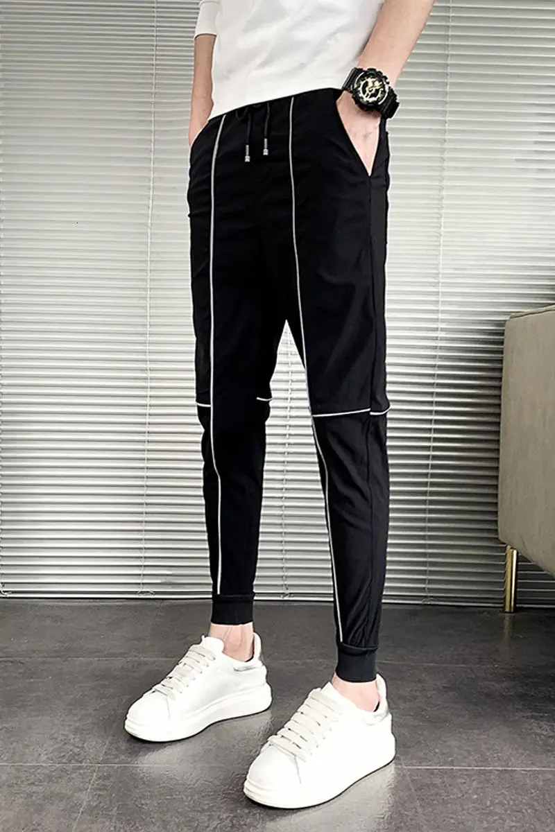 

2021 summer New sweatpants thin section nine-point men's Korean version small feet casual harem pants black Free shipping