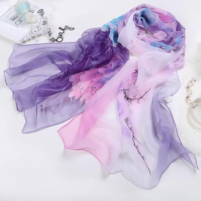 2020 Модные женские шарфы с принтом лотоса длинная мягкая накидка изысканная шаль