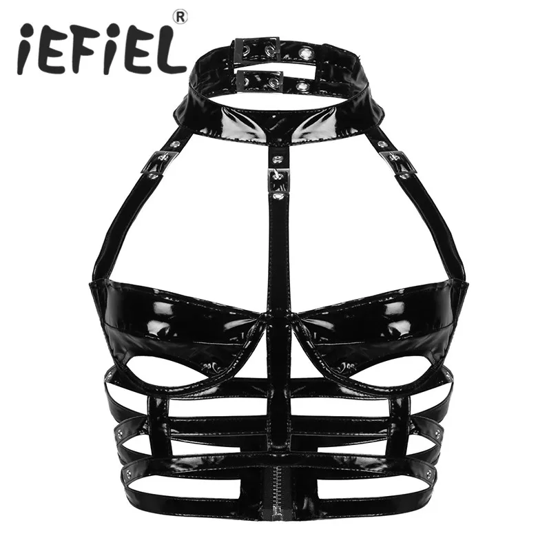 Женские сексуальные кожаные костюмы в стиле панк и готика мокрые Клубная одежда