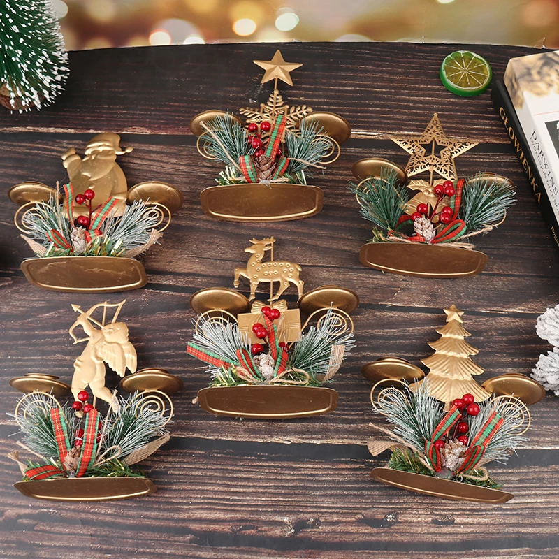 2021 Рождественский Железный Подсвечник свечи Санта-Клаус для гостиной настольное