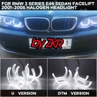 Галогенное кольцо DRLDTM U-образное освещение с белыми кристаллами ангельские глазки для BMW 3 серии E46 седан рестайлинг 01-05