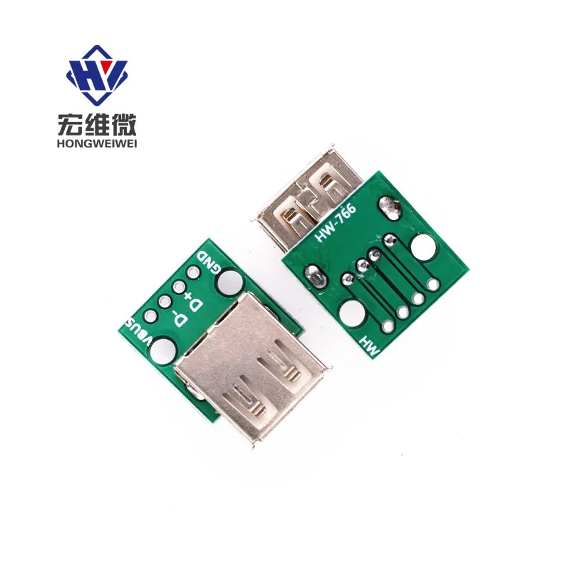 1pcs Type A Female USB2.0 To DIP 4p Straight Plug 2.54mm PCB Socket Connector Adapter Board Welded Mobile Phone Power Data Cable