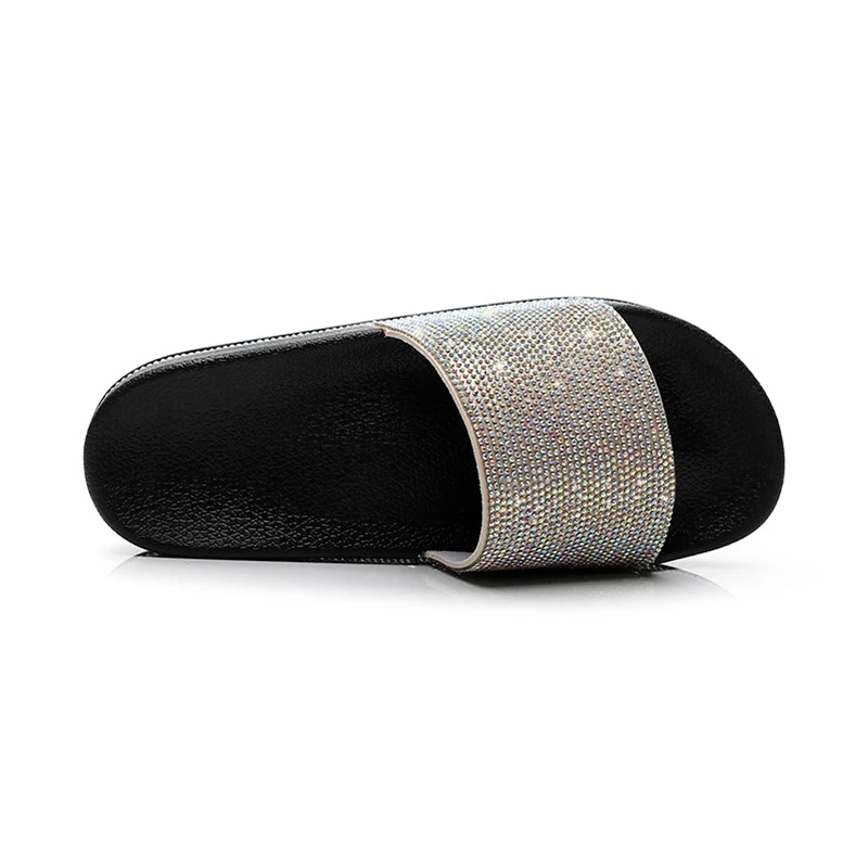 Шлепанцы женские с кристаллами пляжные тапочки сланцы Уличная обувь