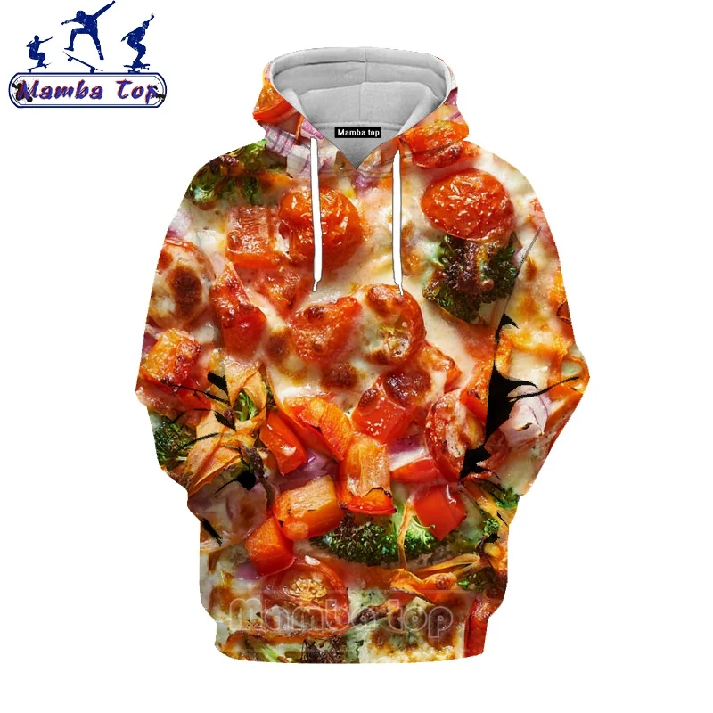 Худи Mamba top с принтом пиццы новейшая Женская толстовка в стиле хип-хоп 3D еды